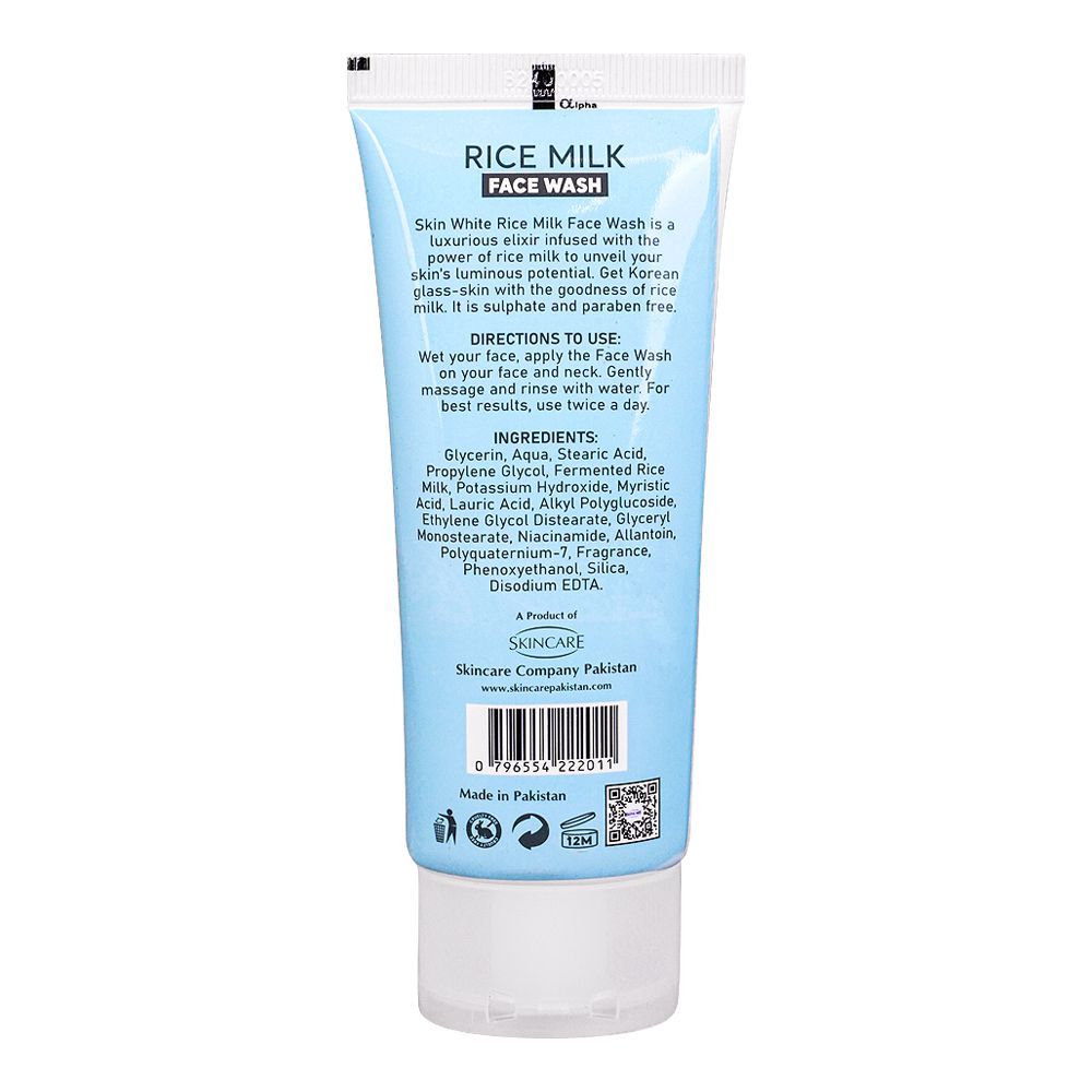 Skin White Rice Milk Face Wash, Sulphate & Paraben Free, For All Skin Types, 100g