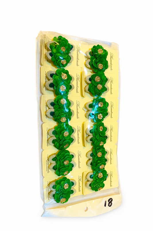 Traditional Green Hair Clips for 14 August – Handmade Set of 12