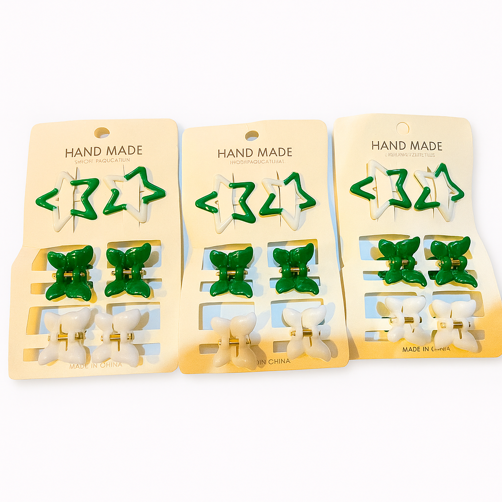 Independence Day Special – Handmade Butterfly and Star Hair Clip Set 6/12 Pieces)