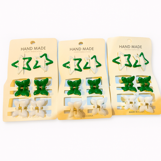 Independence Day Special – Handmade Butterfly and Star Hair Clip Set 6/12 Pieces)