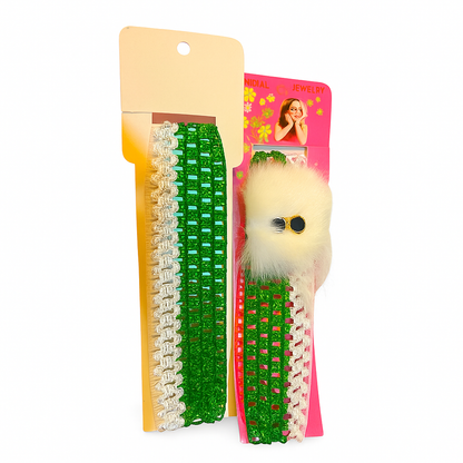 Green & White Pakistan Day Hair Bands Set – 14 August Special Edition 12 /pieces
