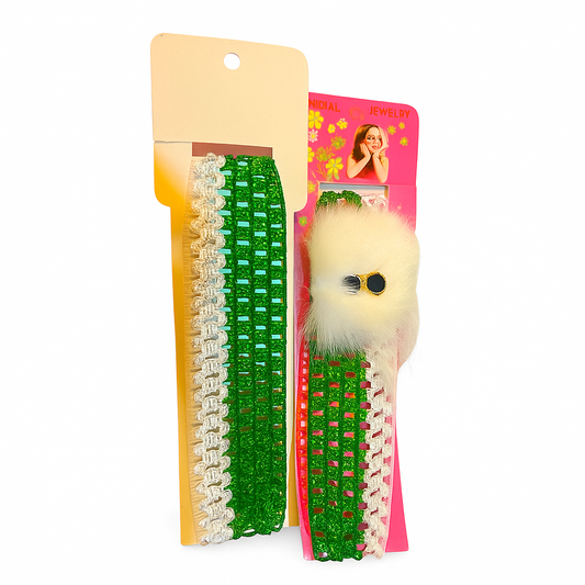 Green & White Pakistan Day Hair Bands Set – 14 August Special Edition 12 /pieces