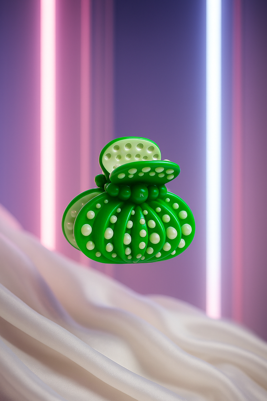 "Green & White Striped Hair Clutcher – Independence Day Special 6/12 pieces