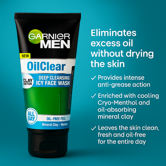 Garnier Men Oil Clear Clay D - Tox Facewash