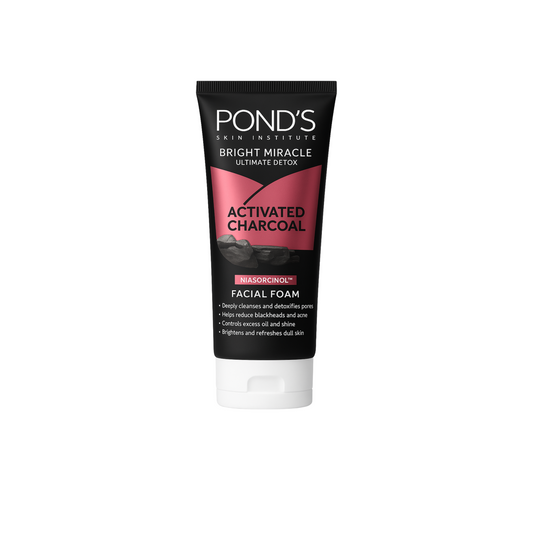 Pond's Bright Miracle Activated Charcoal Facial Foam – Ultimate Detox with Niasorcinol™
