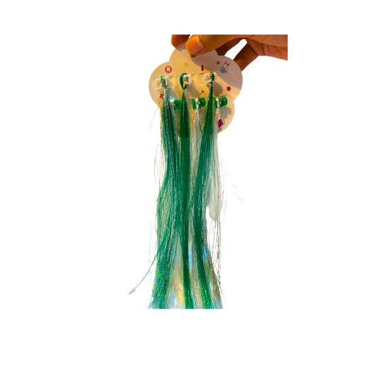 Green & White  Hair Clip-In Extensions for 14 August National Day (2 pieces in one packet)