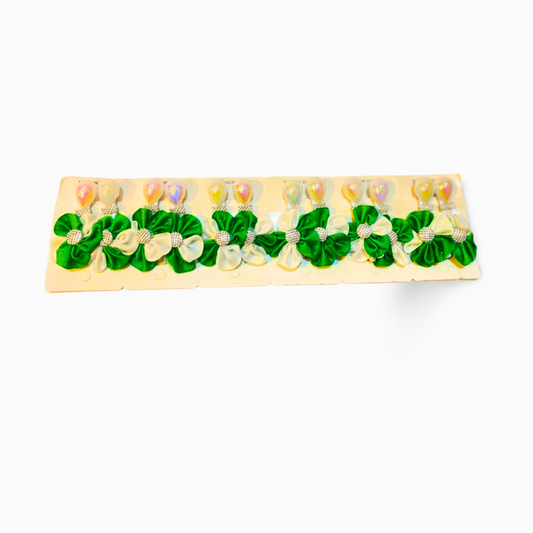 14 August Hair Clips for Girls – Green & White Flower  Hair Clip Pack of 6|12