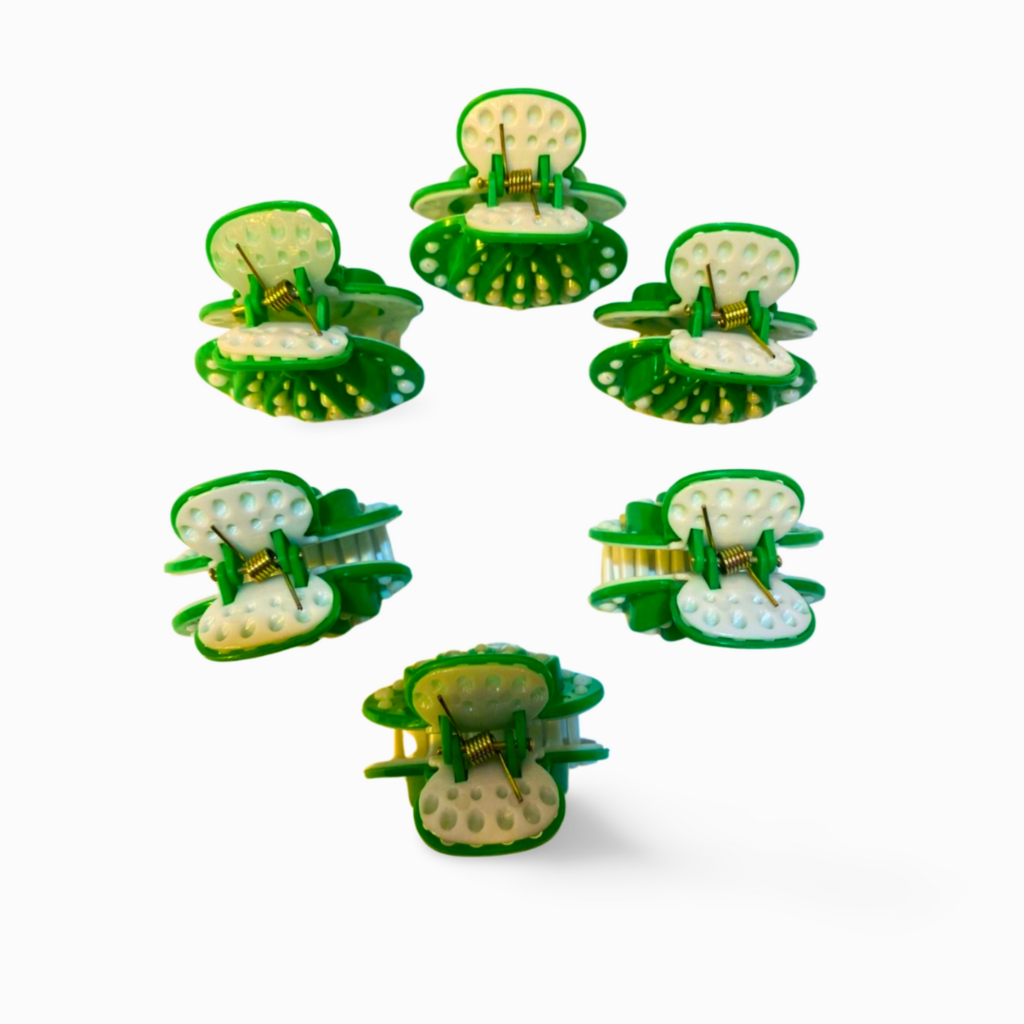 "Green & White Striped Hair Clutcher – Independence Day Special 6/12 pieces