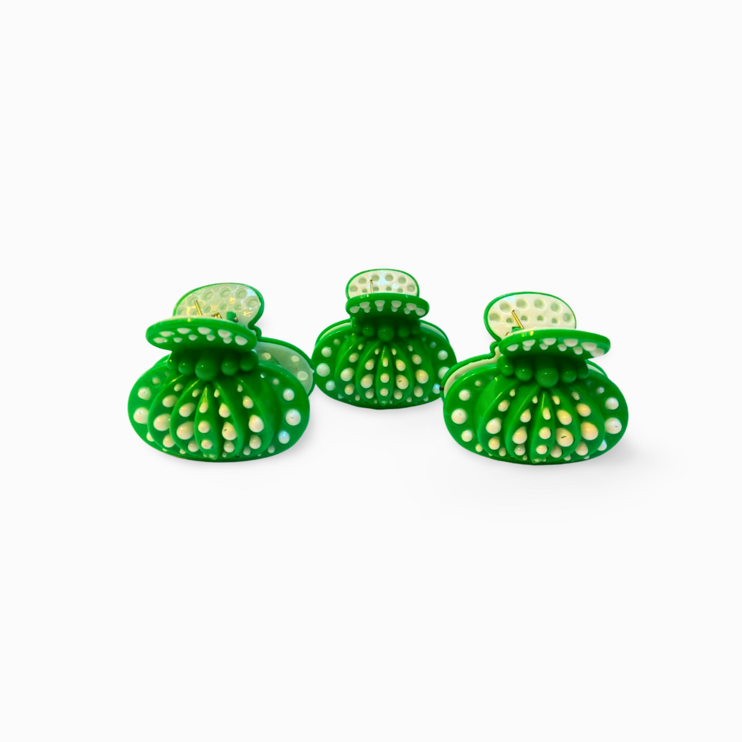 "Green & White Striped Hair Clutcher – Independence Day Special 6/12 pieces