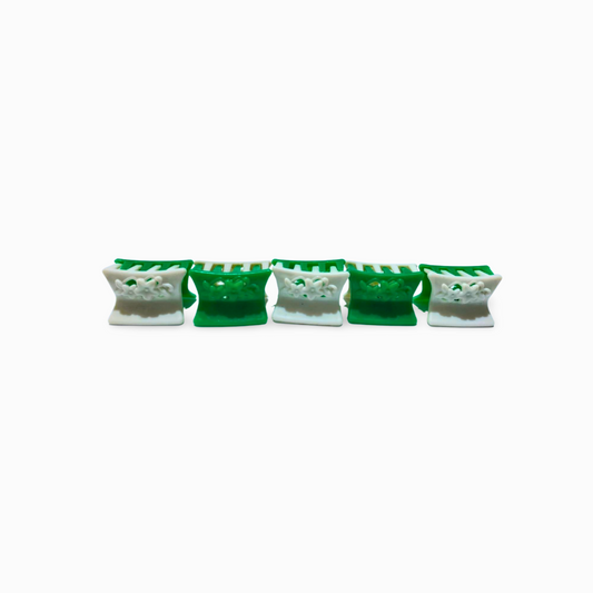 14 August Special – Green & White Hair Clip Set 6|12 Pieces  Independence Day Accessories