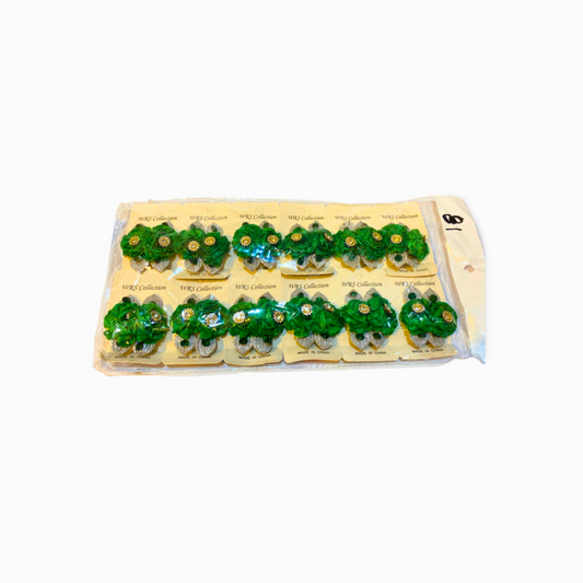 Traditional Green Hair Clips for 14 August – Handmade Set of 12