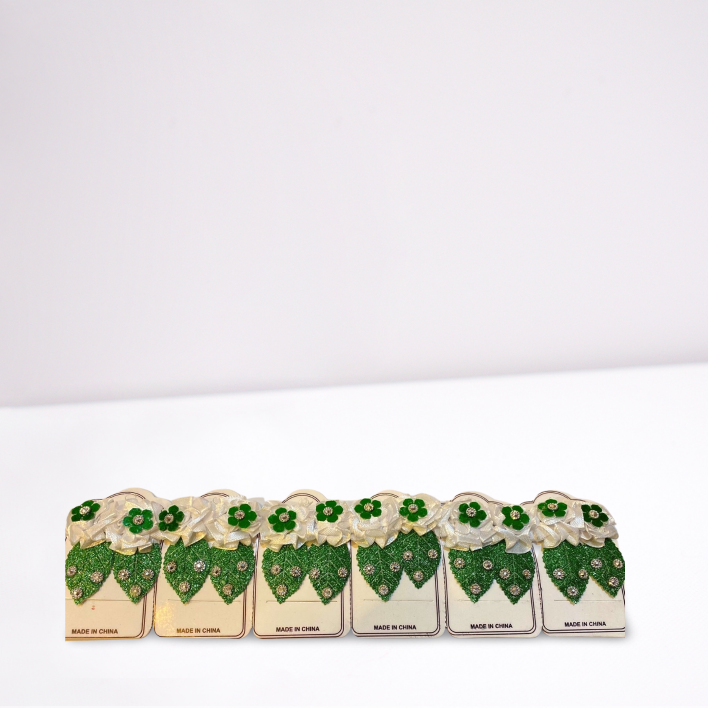 14 August Independence Day Hair Clips – Green & White Bow Accessories for Girls (Pack of 6/12))