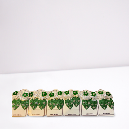 14 August Independence Day Hair Clips – Green & White Bow Accessories for Girls (Pack of 6/12))