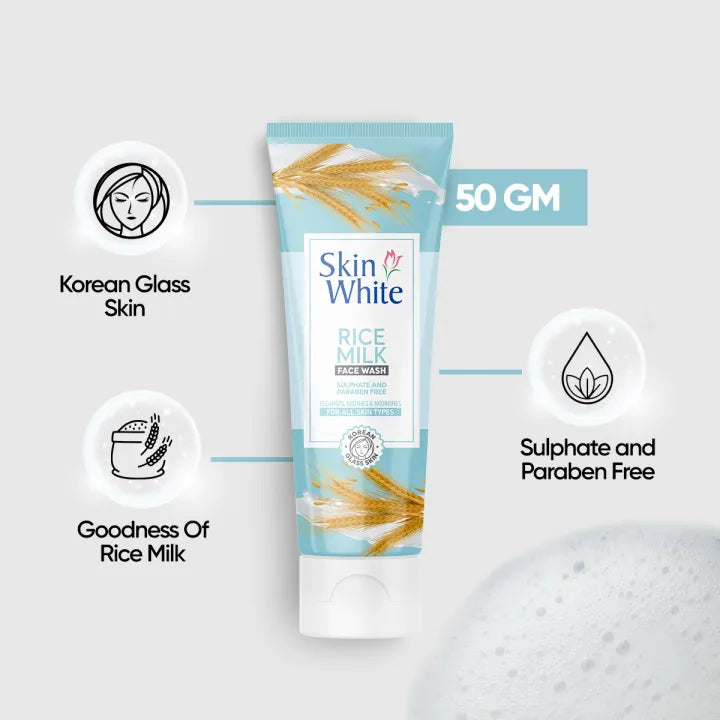 Skin White Rice Milk Face Wash, Sulphate & Paraben Free, For All Skin Types, 100g
