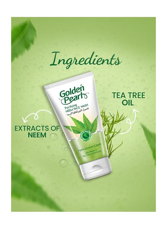 Golden Pearl Purifying Neem Face Wash Fights Pimples & Spots With Neem & Tea Tree Oil Extract